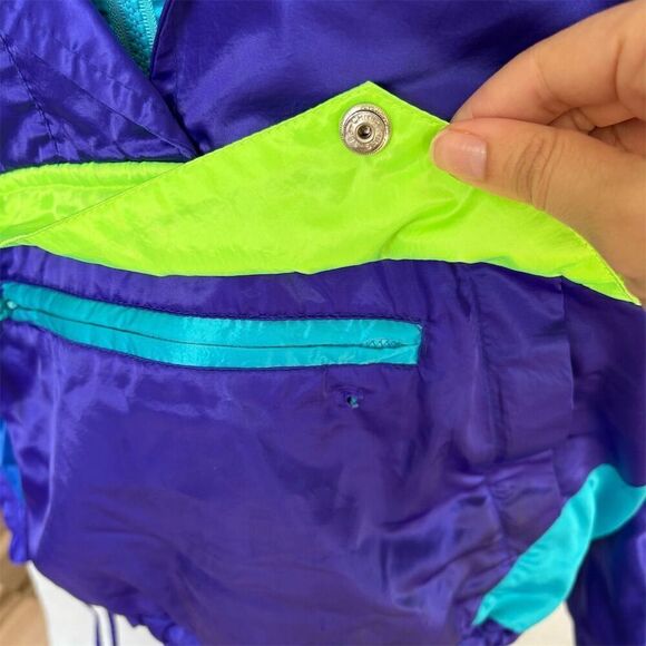 Vintage Obermeyer Women's Blue and Purple Windbreaker Jacket Size 8 80s Sports - Picture 9 of 11